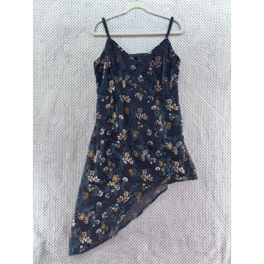 Lulus Dress Womens XL Black Burn-Out Velvet Floral Asymmetrical Lined Whimsy